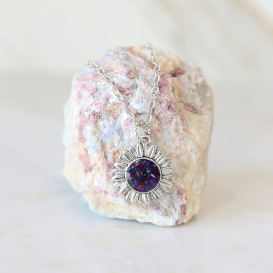 Sunflower Necklace in Silver