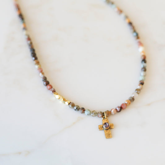 Memory Flower Jewelry| Ocean Agate Faith Necklace