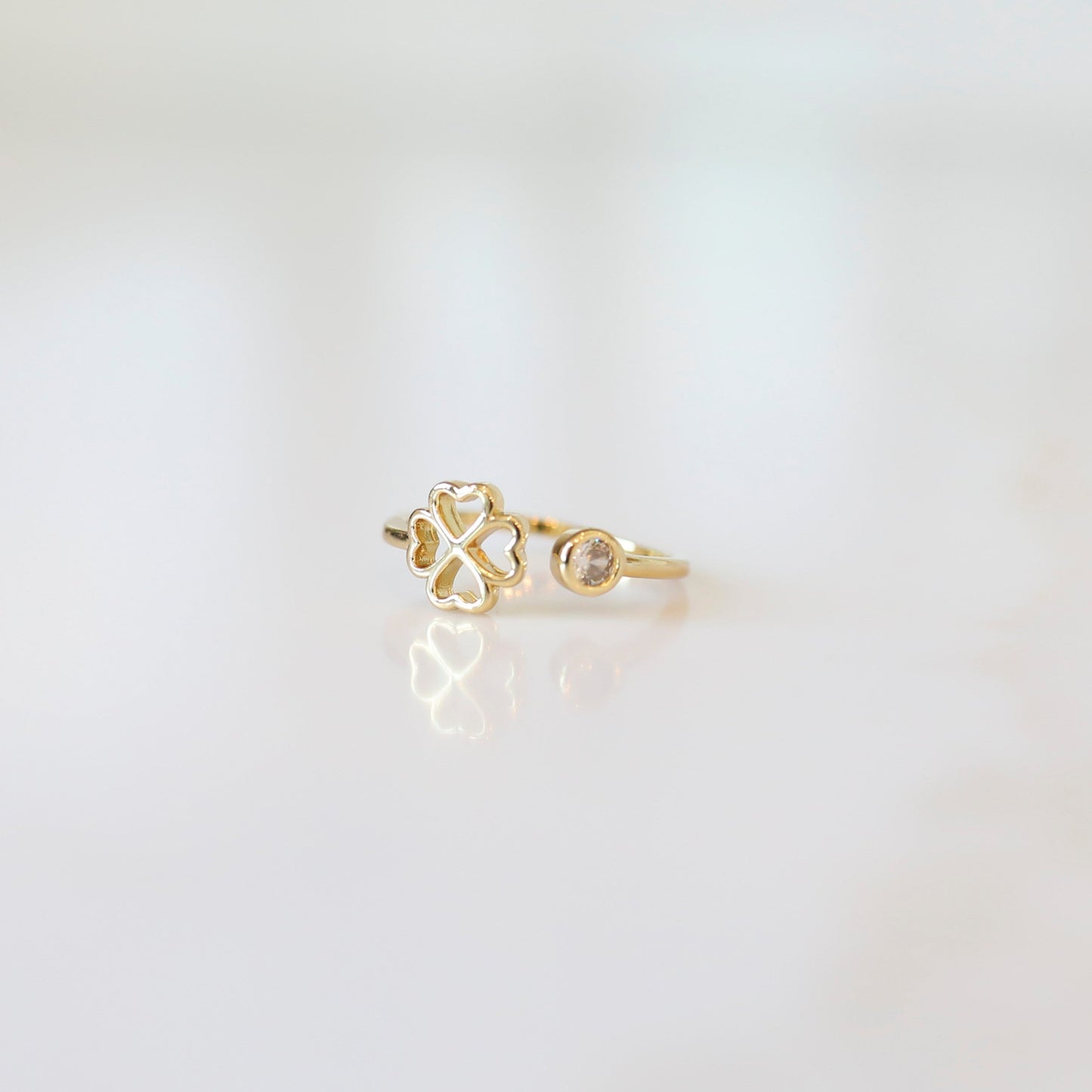 Clover Ring with Cubic Zirconia