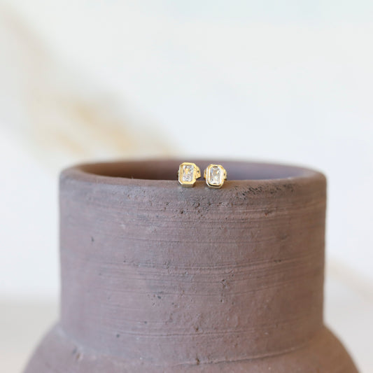 Itsy Rectangle Studs | Cubic Zirconia