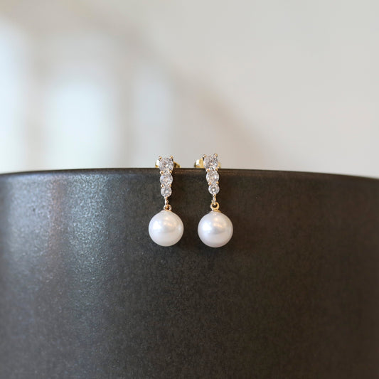 Classic Pearl Drop Earrings with Cubic Zirconia