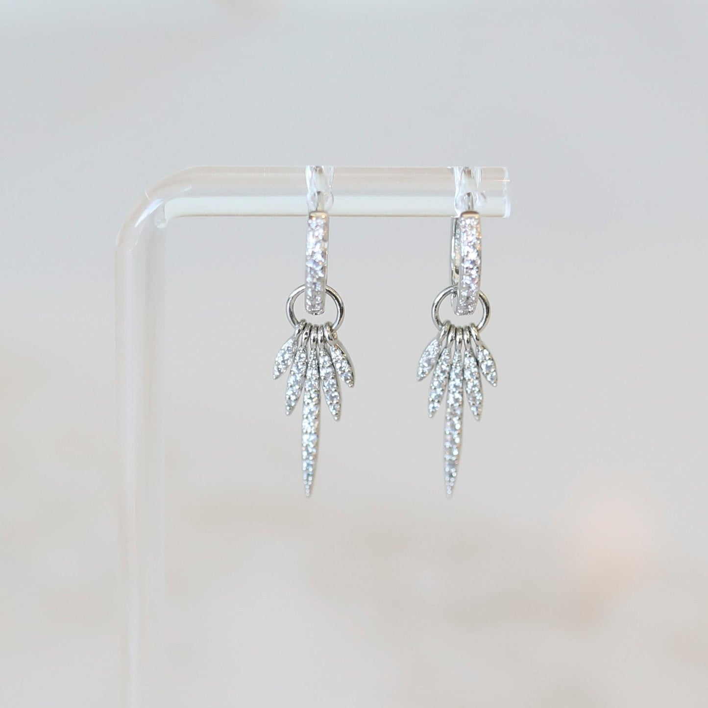 Pave Spike Huggie Hoops