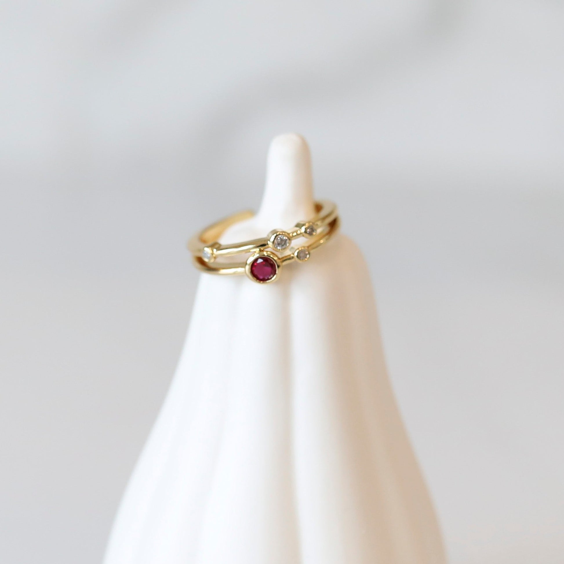 Fuchsia Stacked Ring with Cubic Zirconia