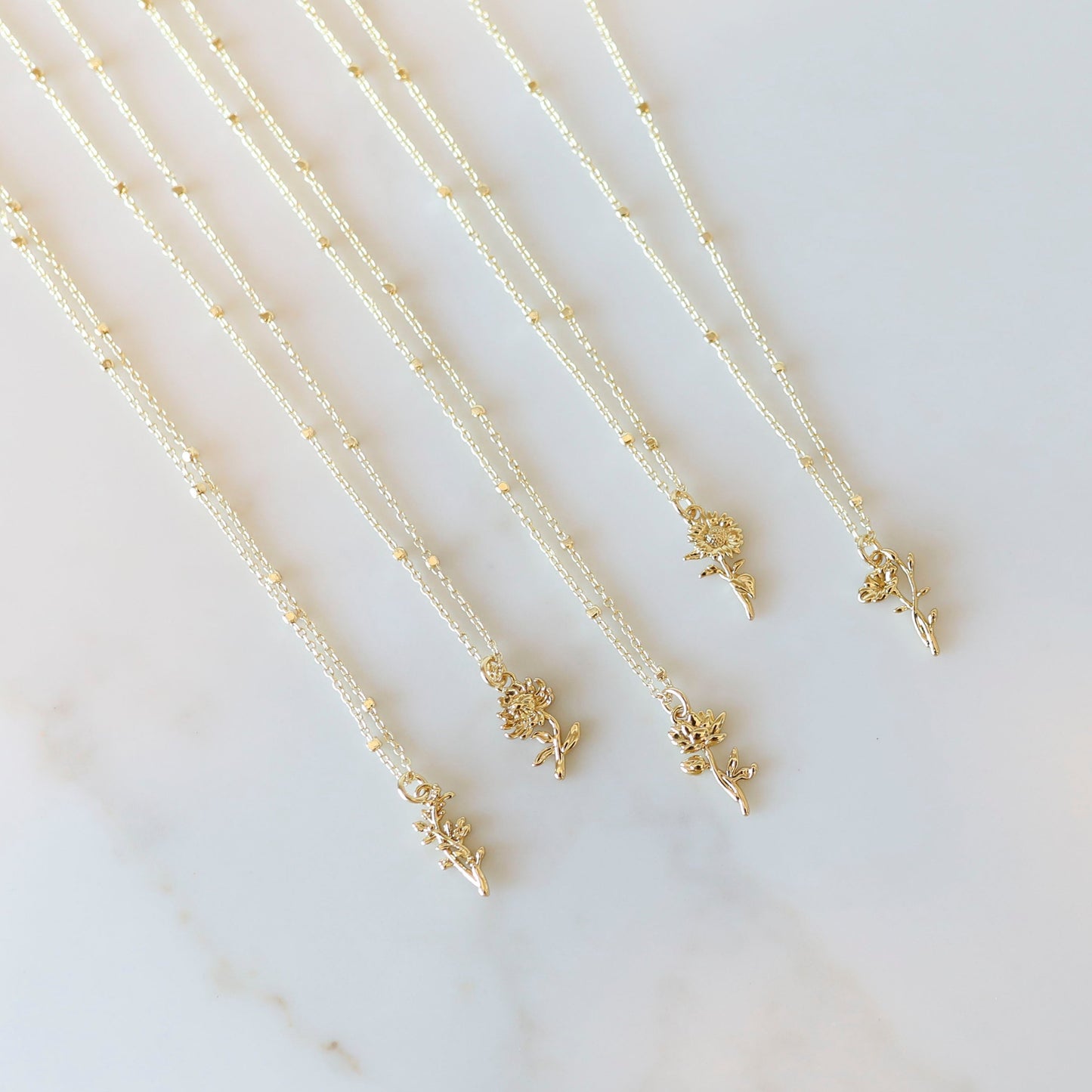 Simplistic Birth Month Flower Necklace