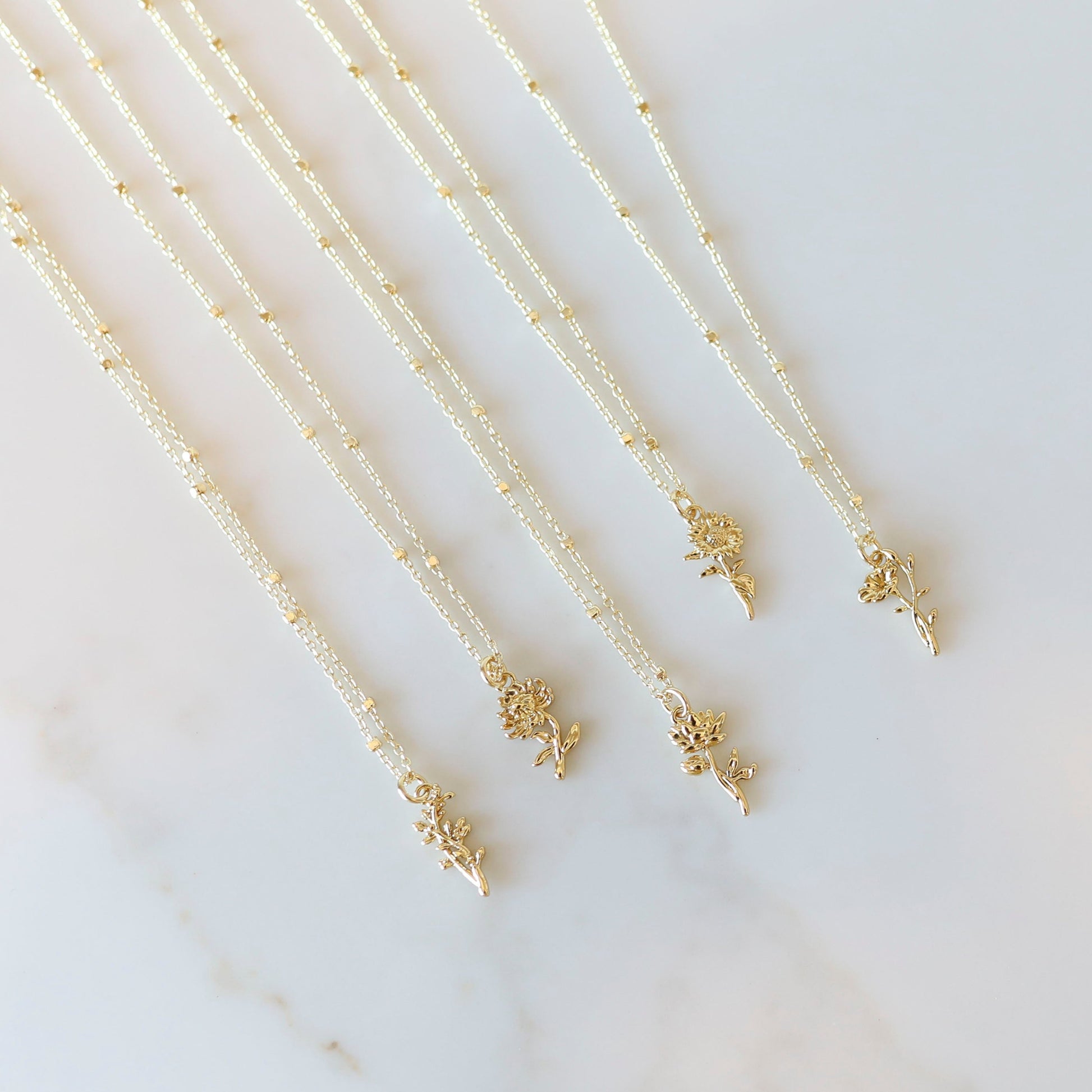 Simplistic Birth Month Flower Necklace