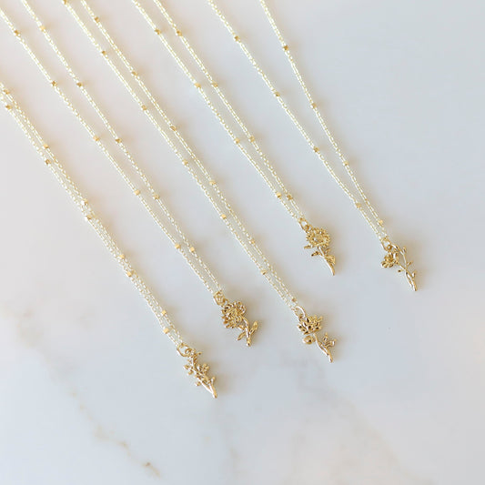 Simplistic Birth Month Flower Necklace