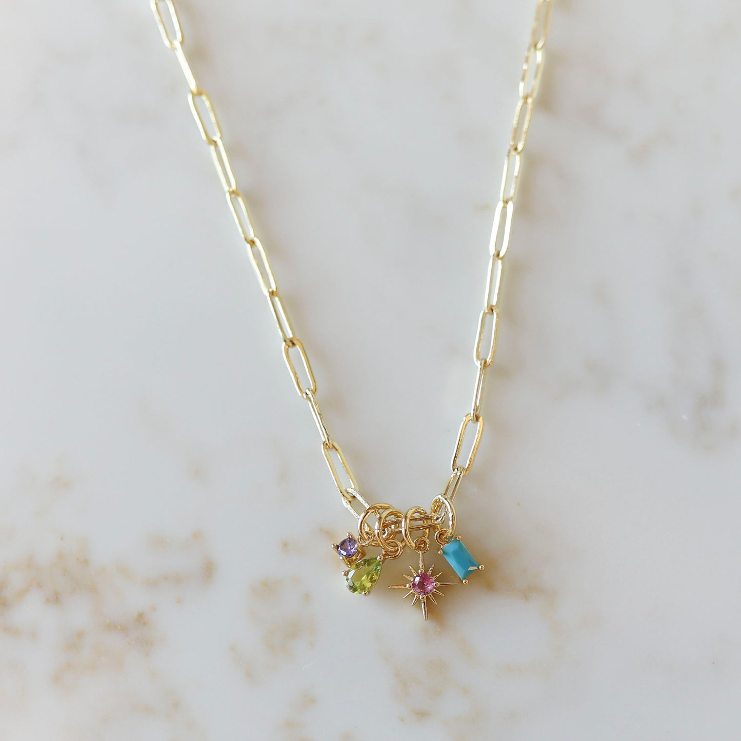 Family Charm Necklace | CZ Birthstones
