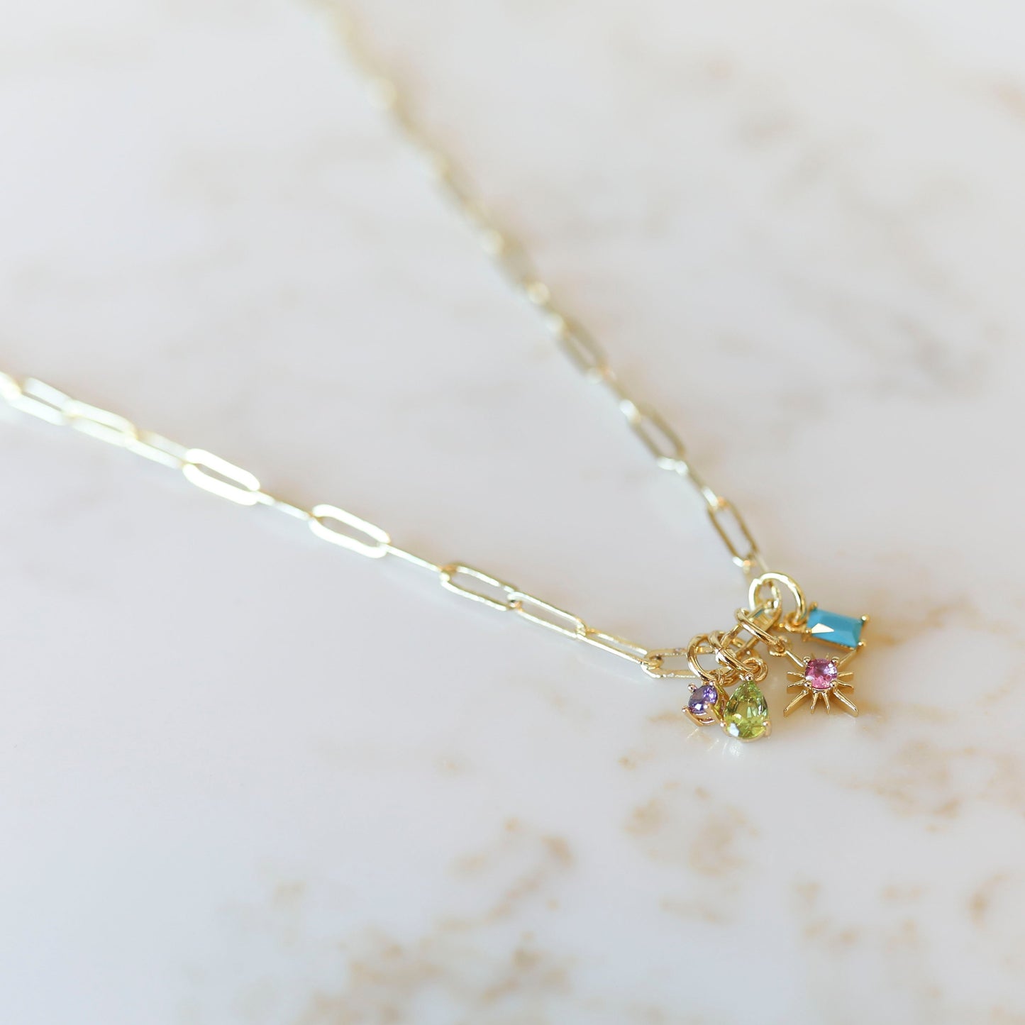 Family Charm Necklace | CZ Birthstones