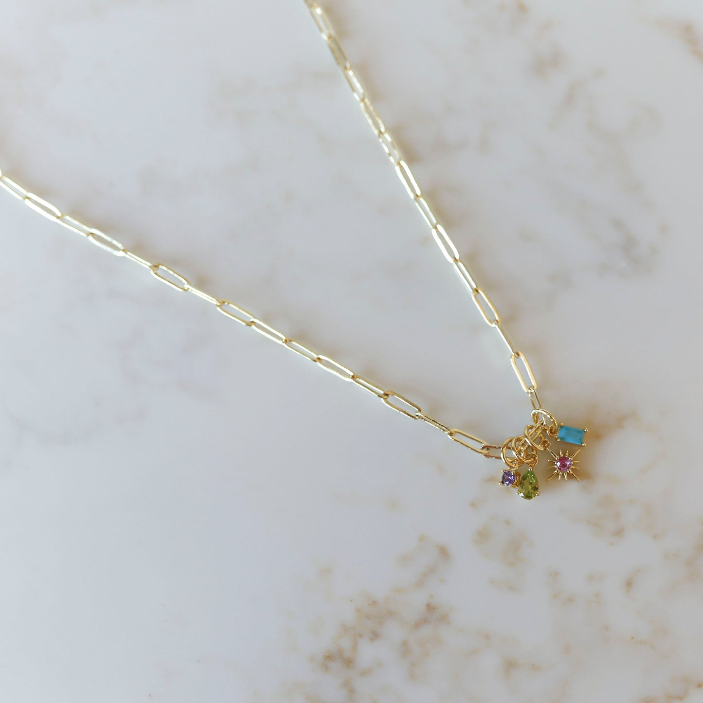 Family Charm Necklace | CZ Birthstones