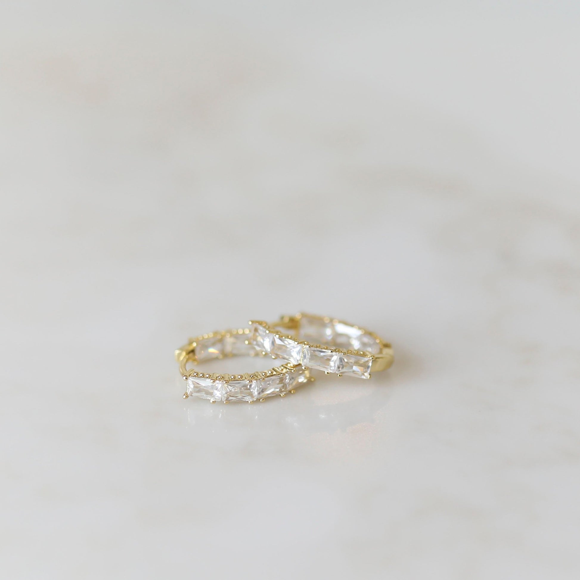 Oval Baguette Hoop Earrings in Gold