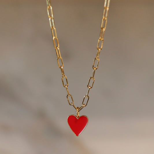 Mini Enamel Heart Layering Necklace