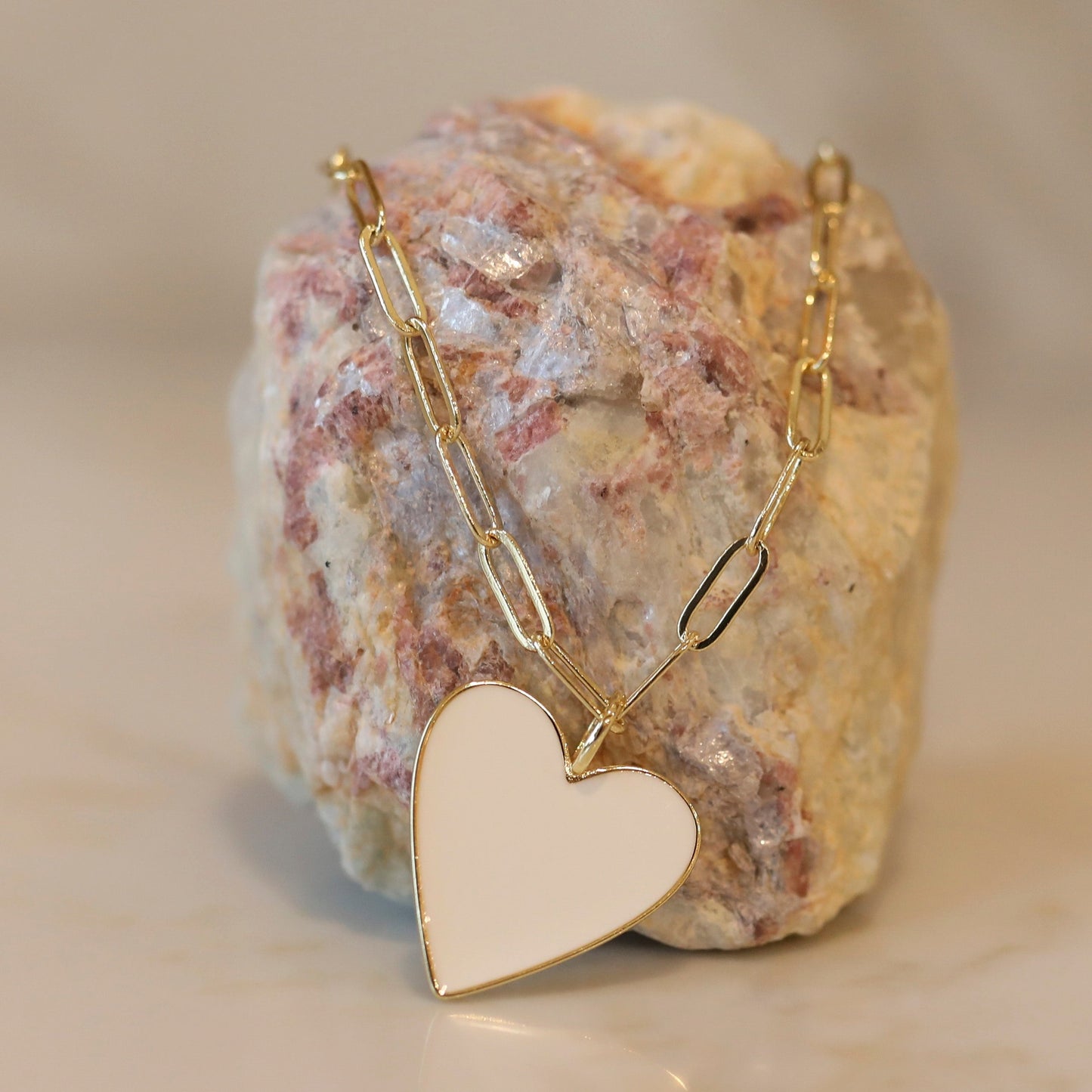 Grande Enamel Heart Layering Necklace