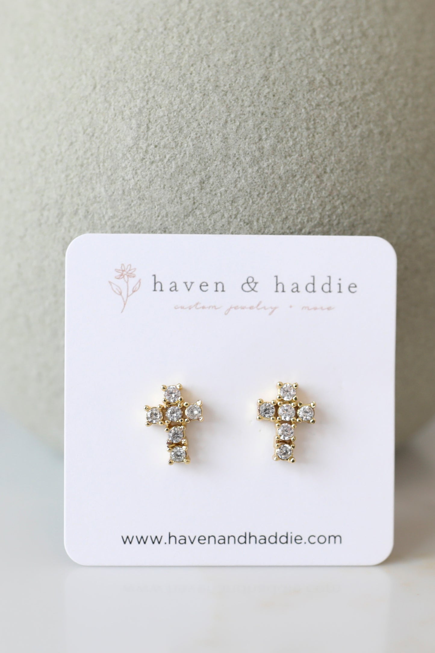 Bezeled Cross Studs | Cubic Zirconia