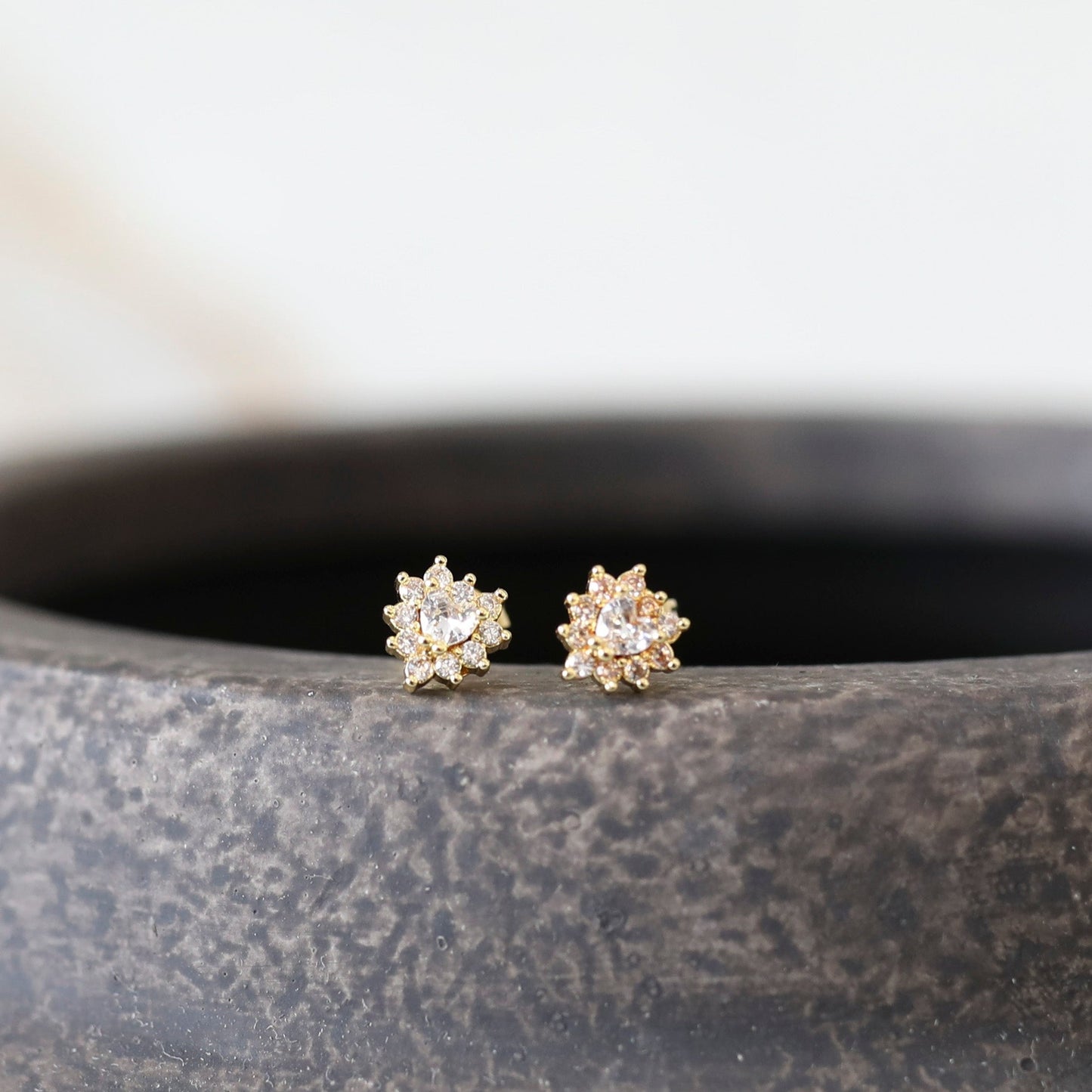 Halo Heart Stud Earrings
