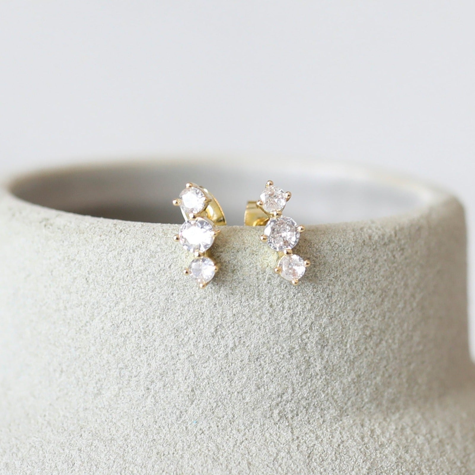 Triple CZ Stud in Gold