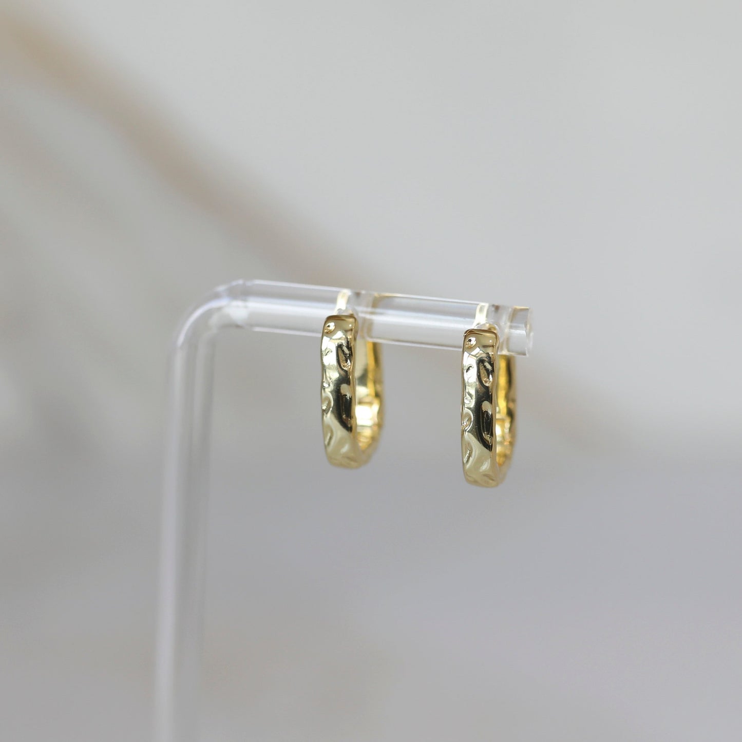 Hammered Huggie Hoops in Gold