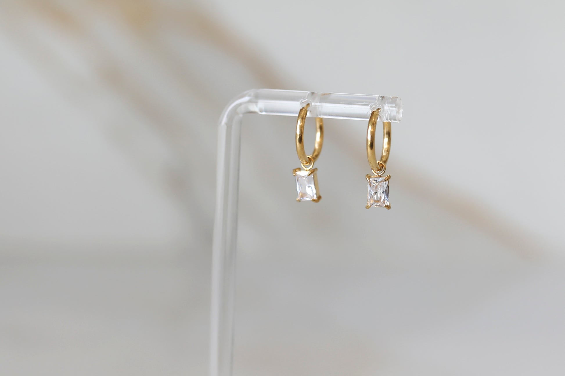 CZ Drop Huggie Hoops in Gold