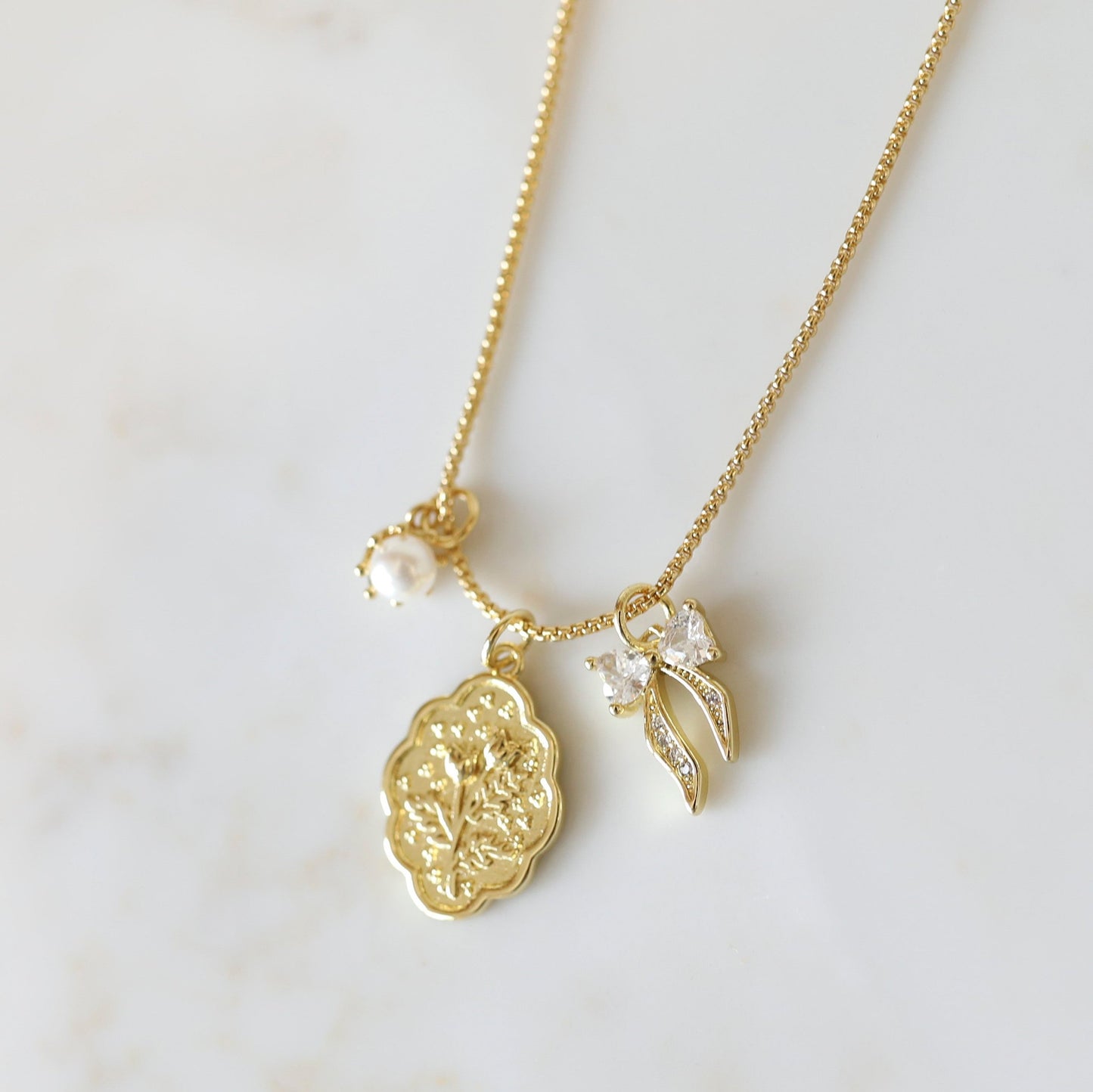 Box Chain with Three Charms