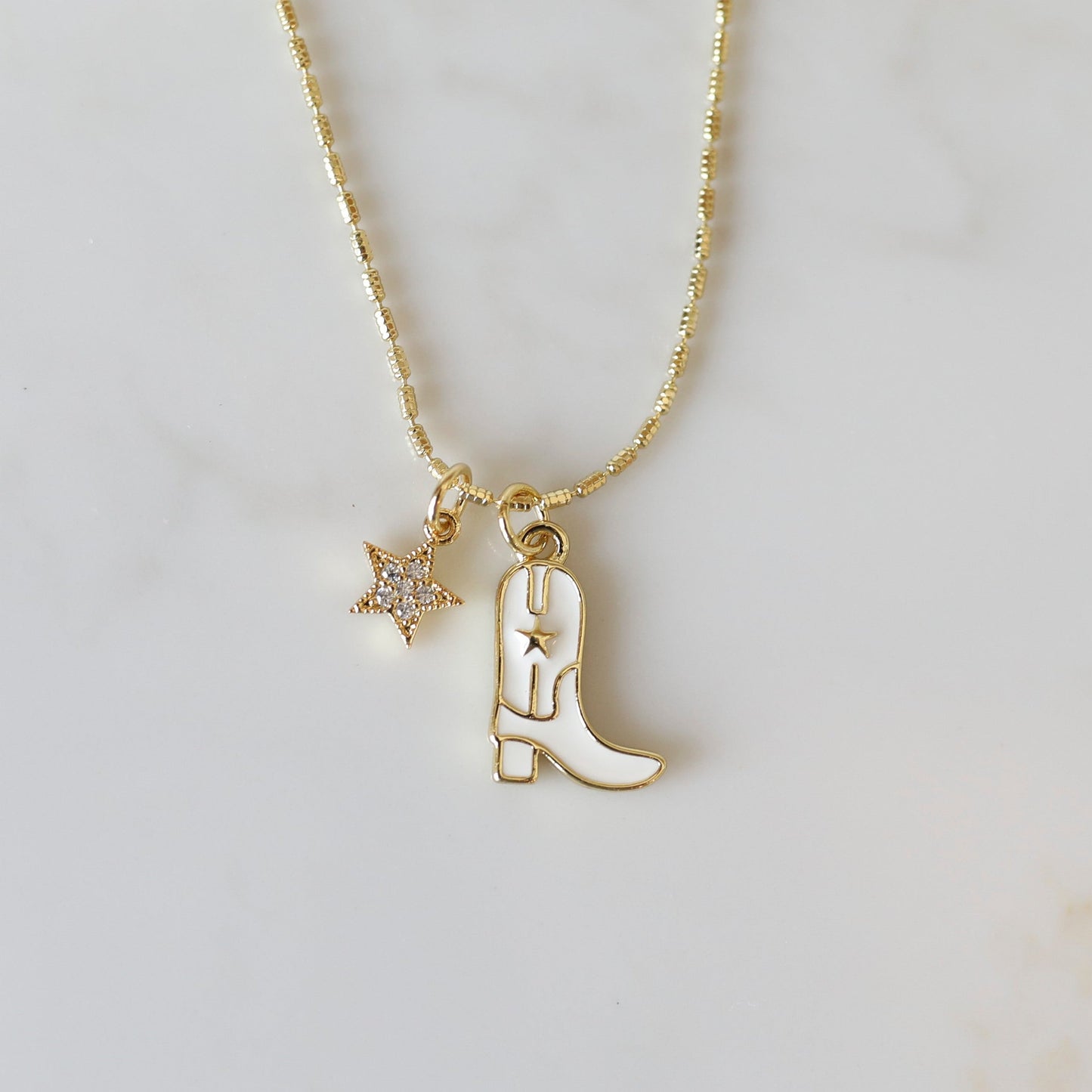 Hammered Tube Link Slider Chain with Two Charms