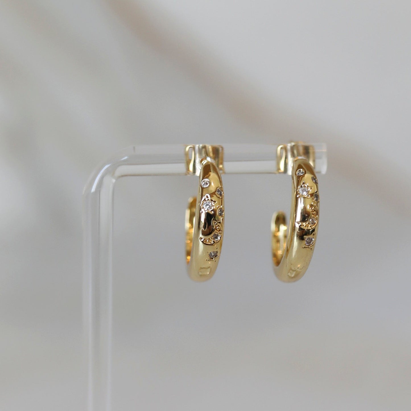 Crescent Pave Hoop Earrings