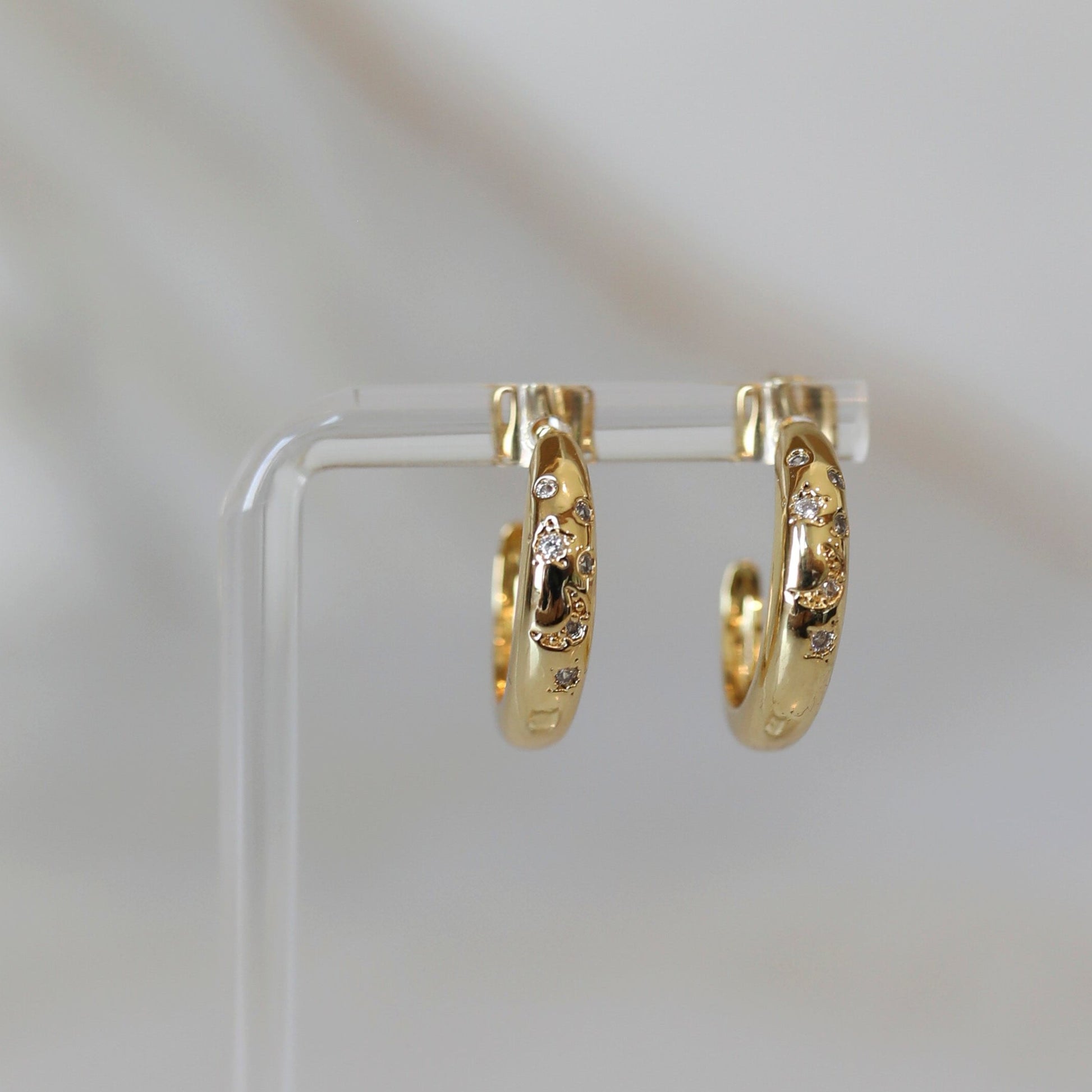 Crescent Pave Hoop Earrings