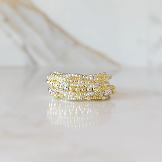 Everyday Stack Bracelets with Gold and Silver Hematite beads mixed