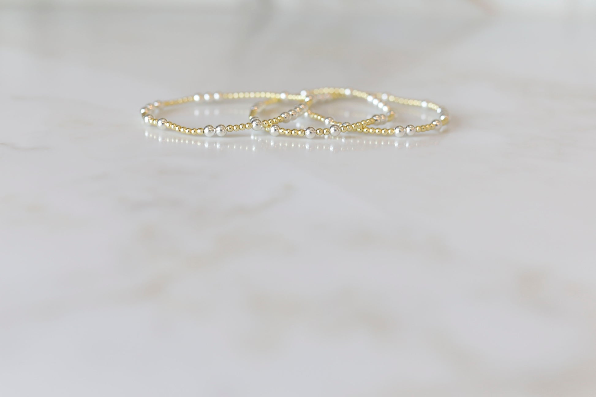 Everyday Stack Bracelets with Gold and Silver Hematite beads mixed