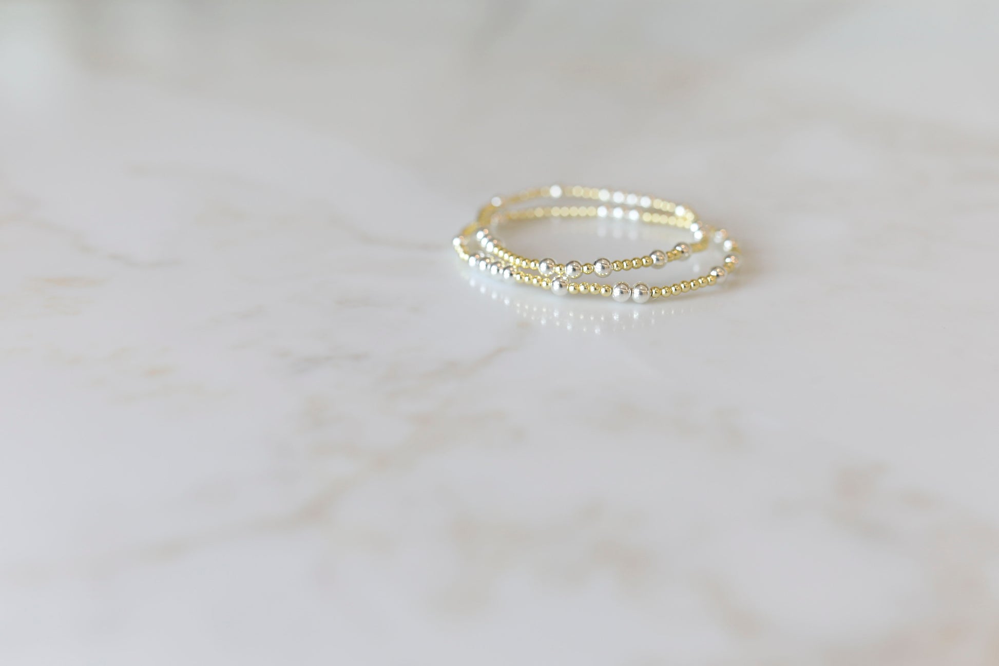 Everyday Stack Bracelets with Gold and Silver Hematite beads mixed