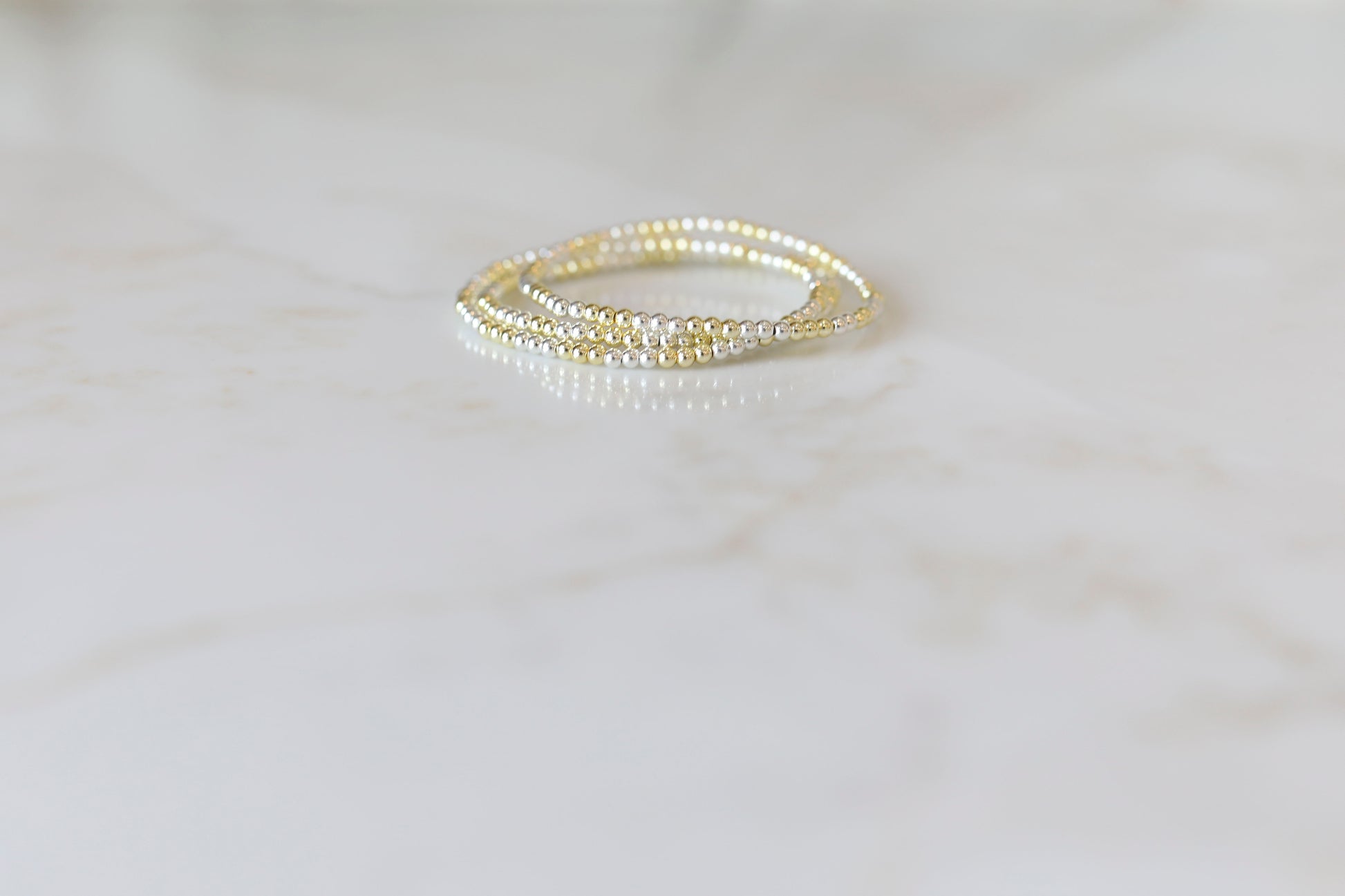 Everyday Stack Bracelets with Gold and Silver Hematite beads mixed