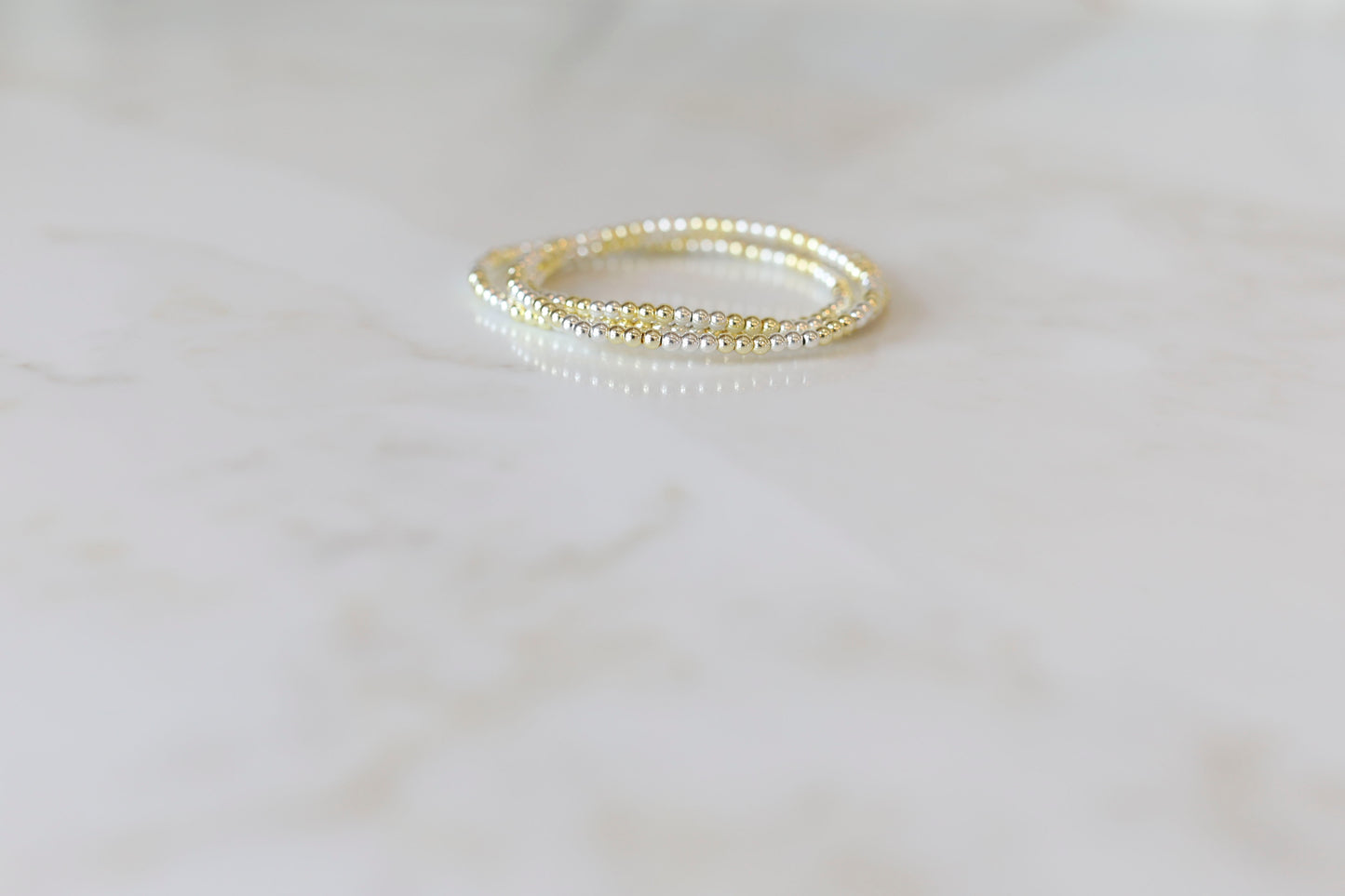 Everyday Stack Bracelets with Gold and Silver Hematite beads mixed