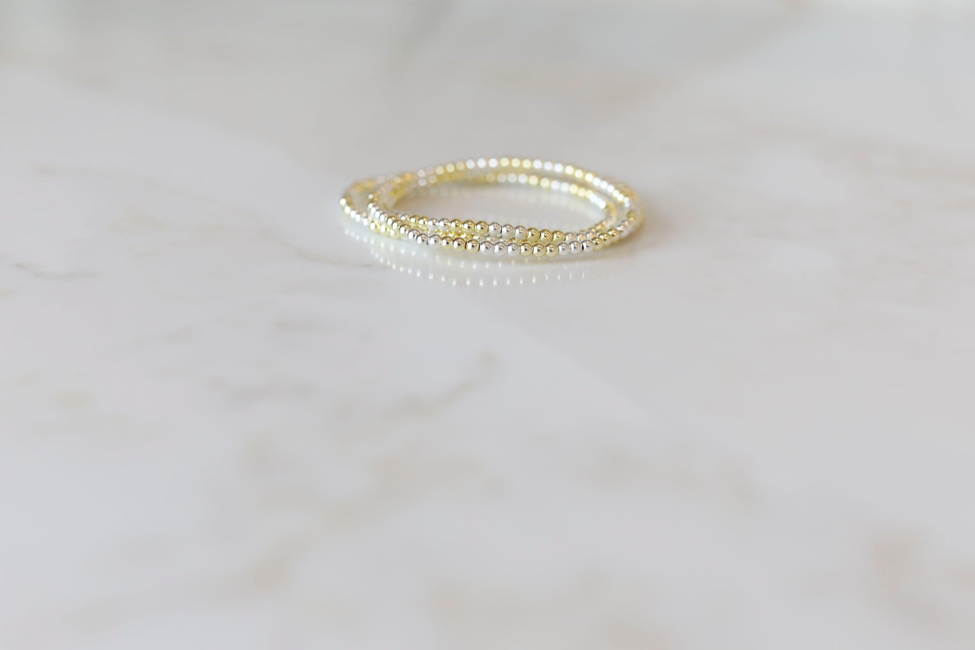 Everyday Stack Bracelets with Gold and Silver Hematite beads mixed