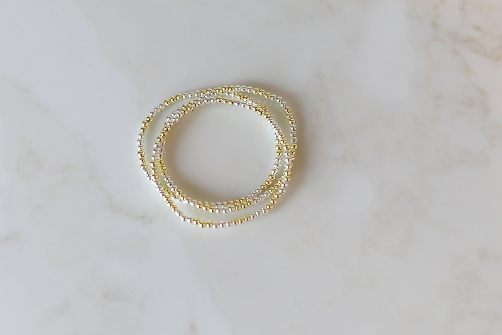 Everyday Stack Bracelets with Gold and Silver Hematite beads mixed
