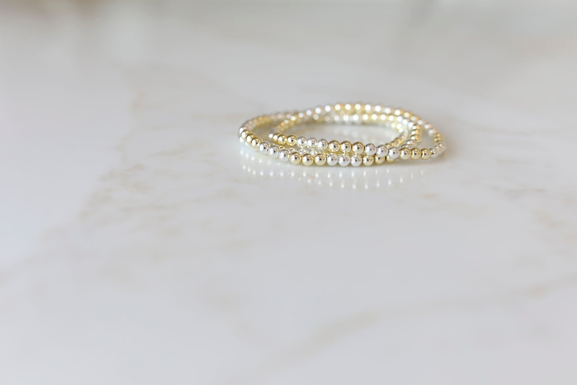 Everyday Stack Bracelets with Gold and Silver Hematite beads mixed