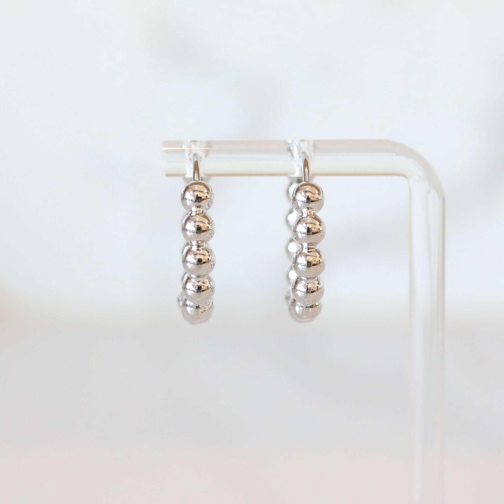 Round Beaded Hoops available in Silver