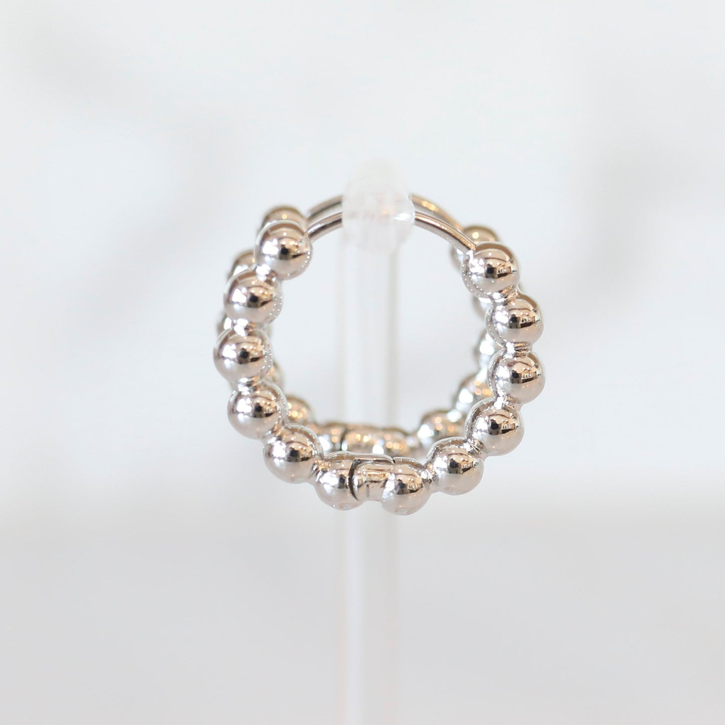 Round Beaded Hoops in Silver