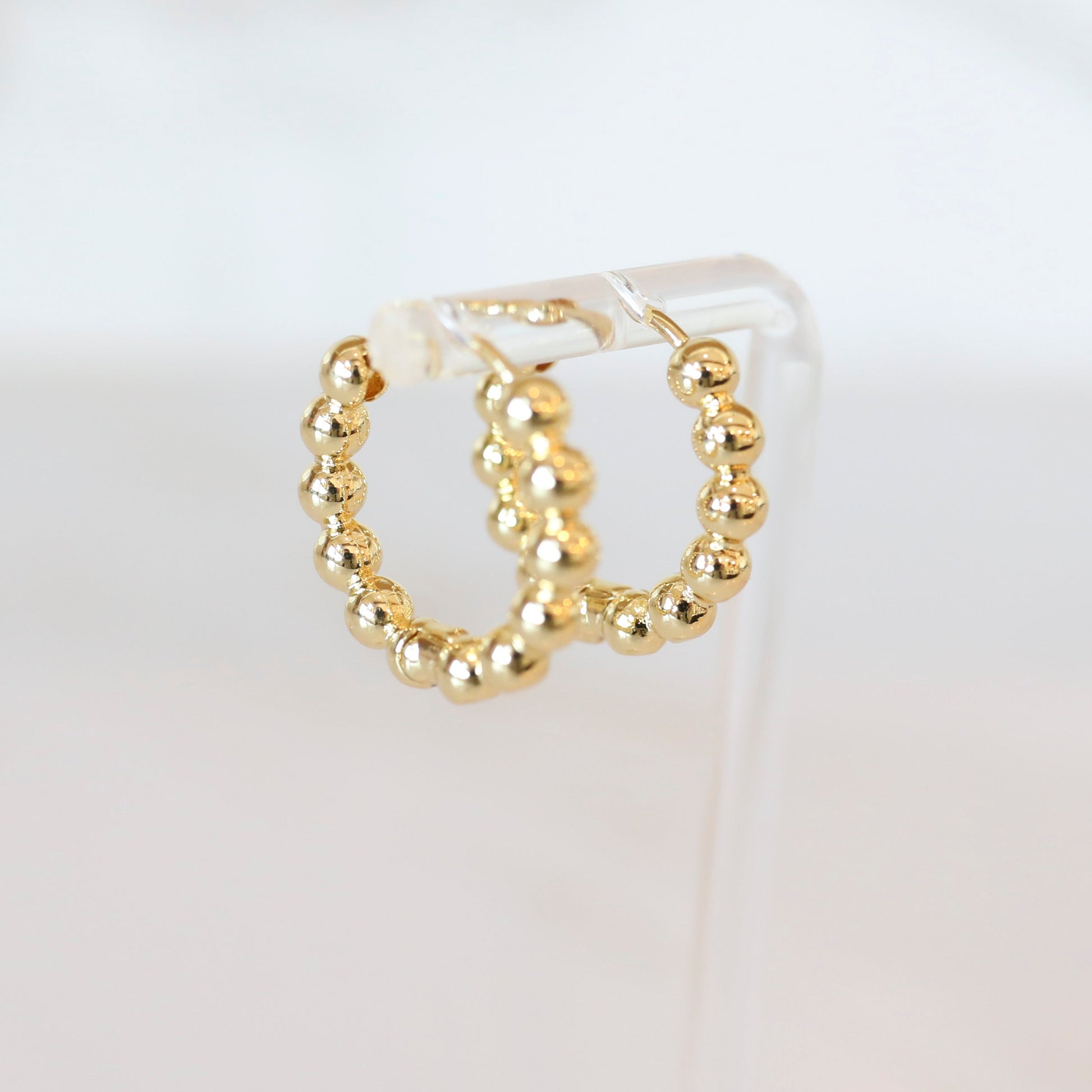 Round Beaded Hoops in Gold