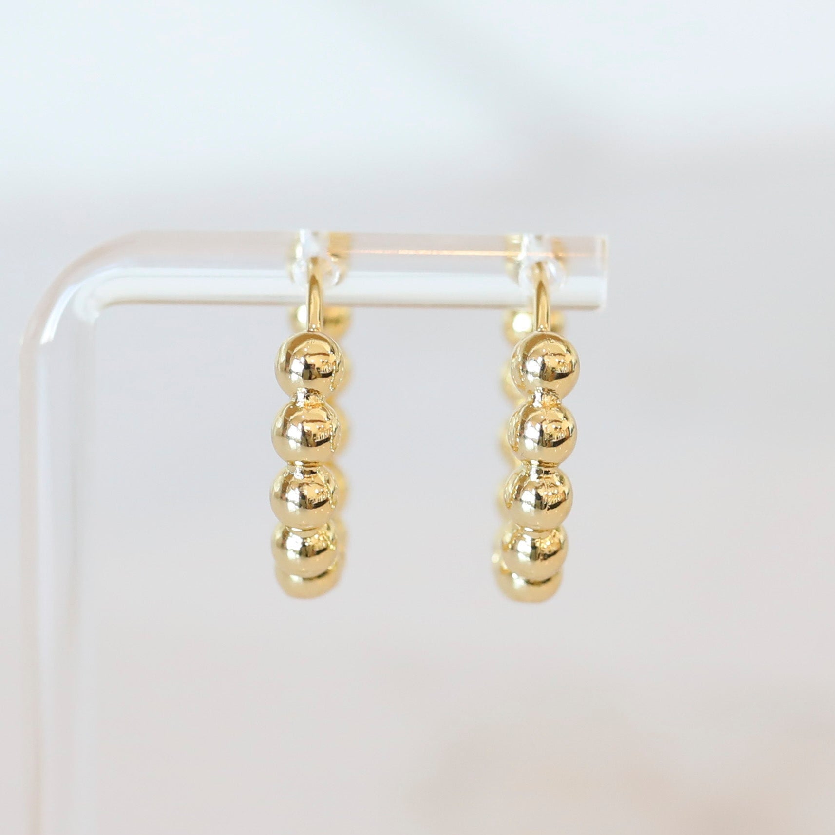 Round Beaded Hoops in Gold