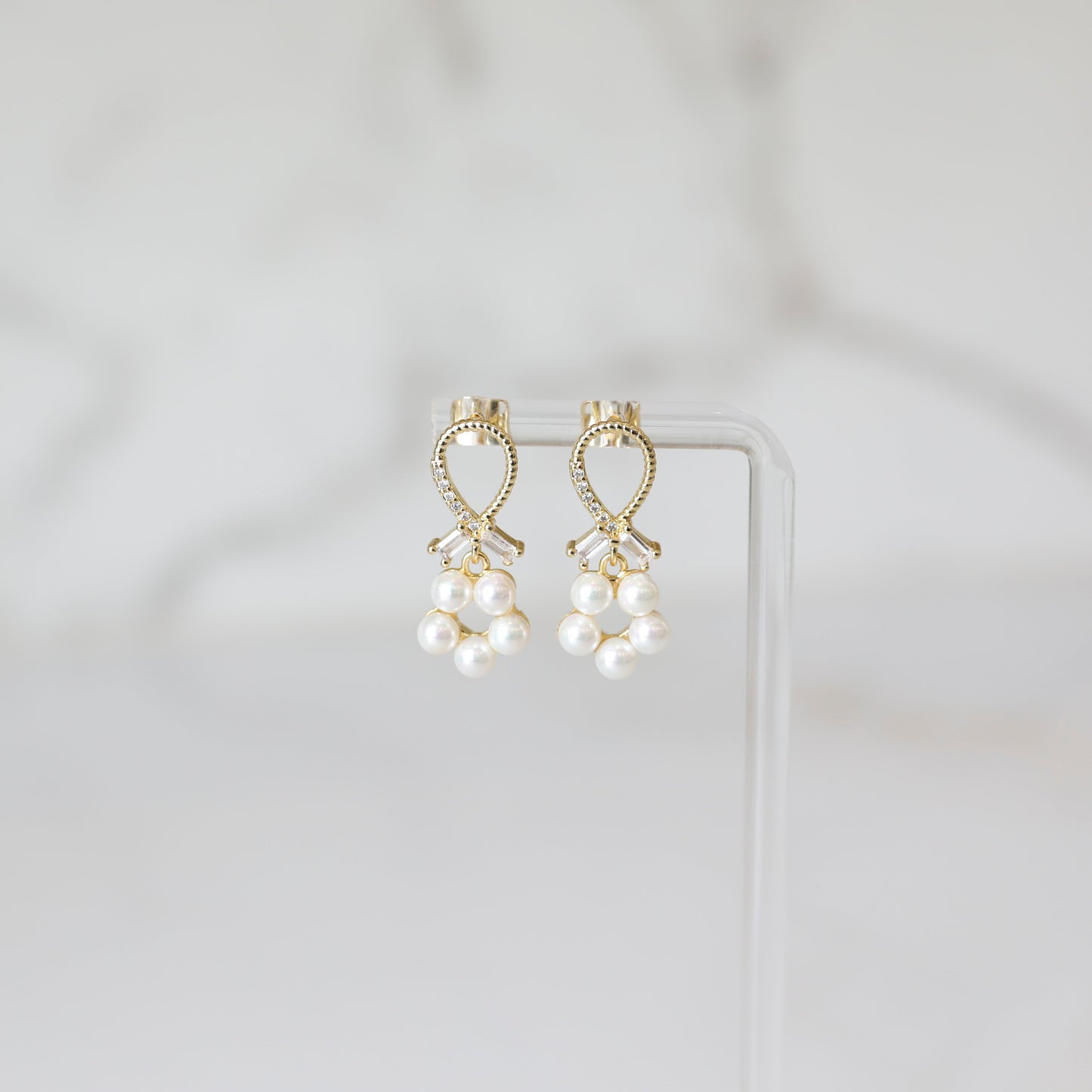 Faceted Pearl Drop Studs