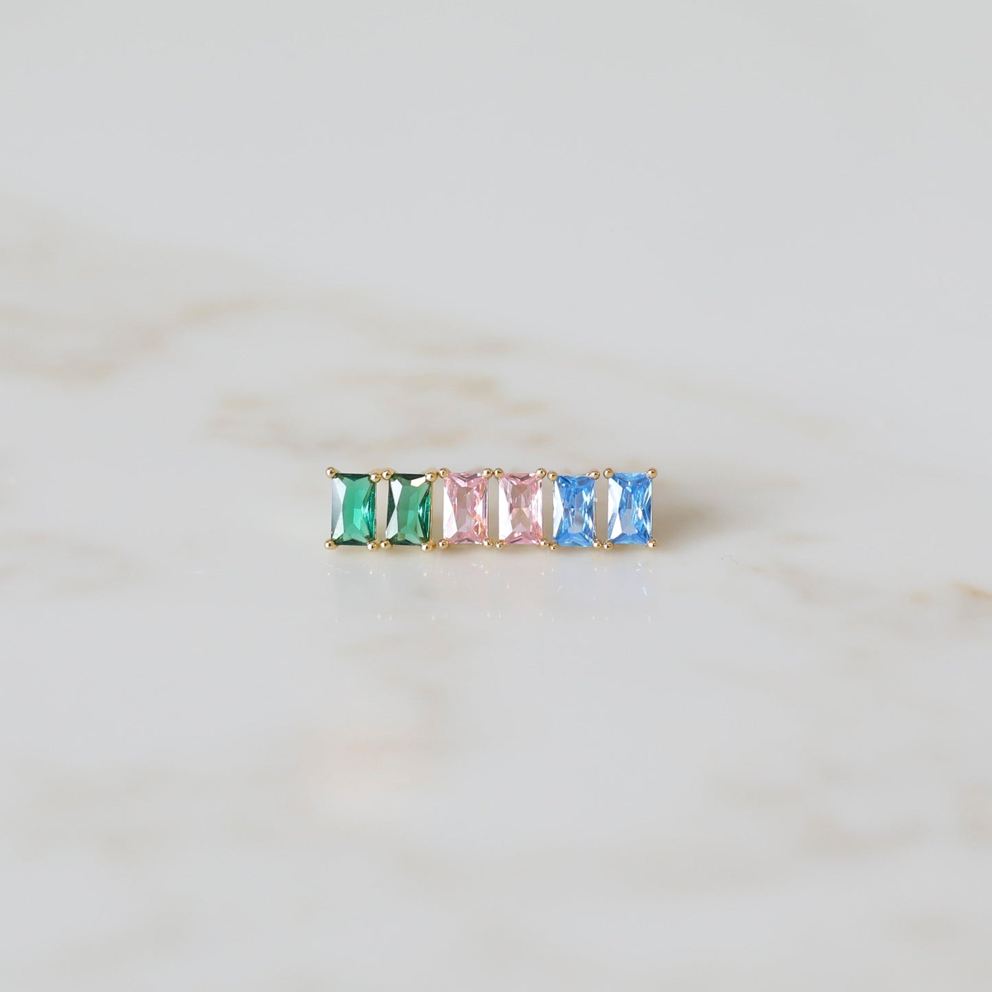 Rectangle Birthstone Studs