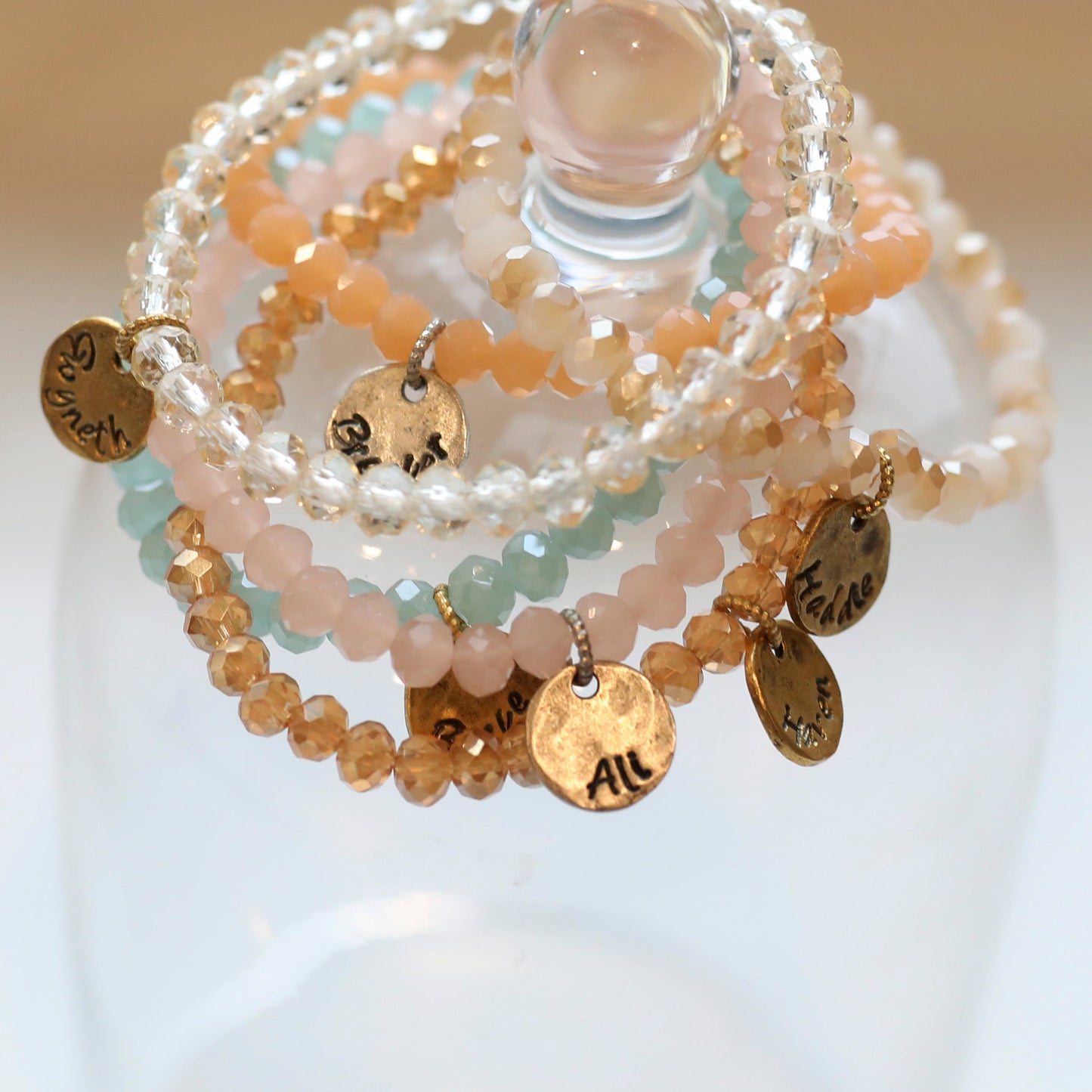 Pastel Personalized Crystal Stack Bracelets