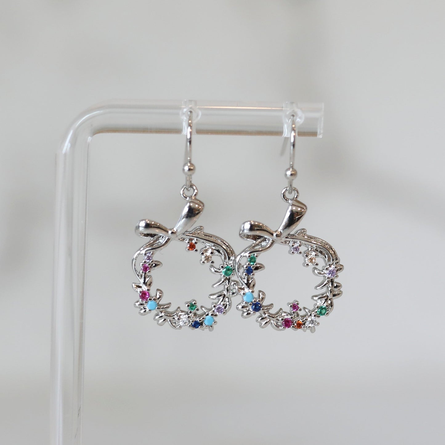 Multicolored Wreath Holiday Earrings