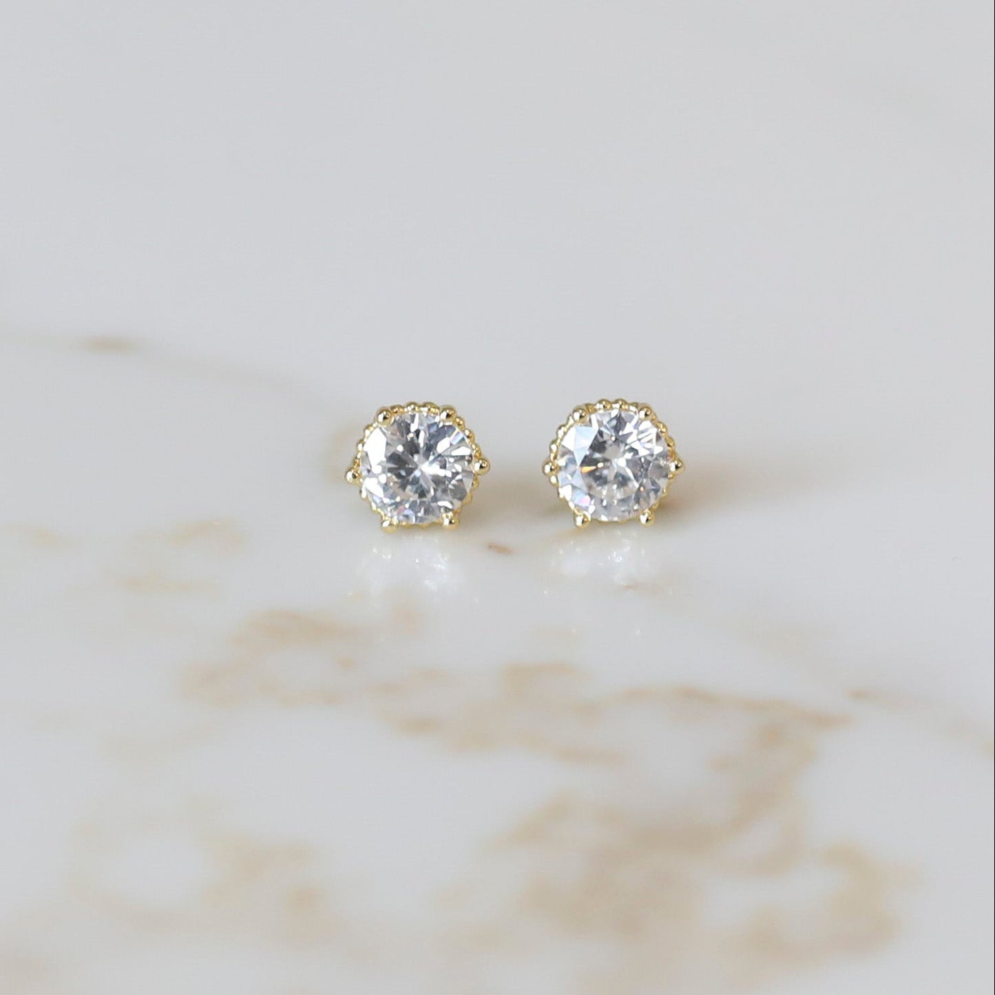 Solitaire CZ Studs in Gold