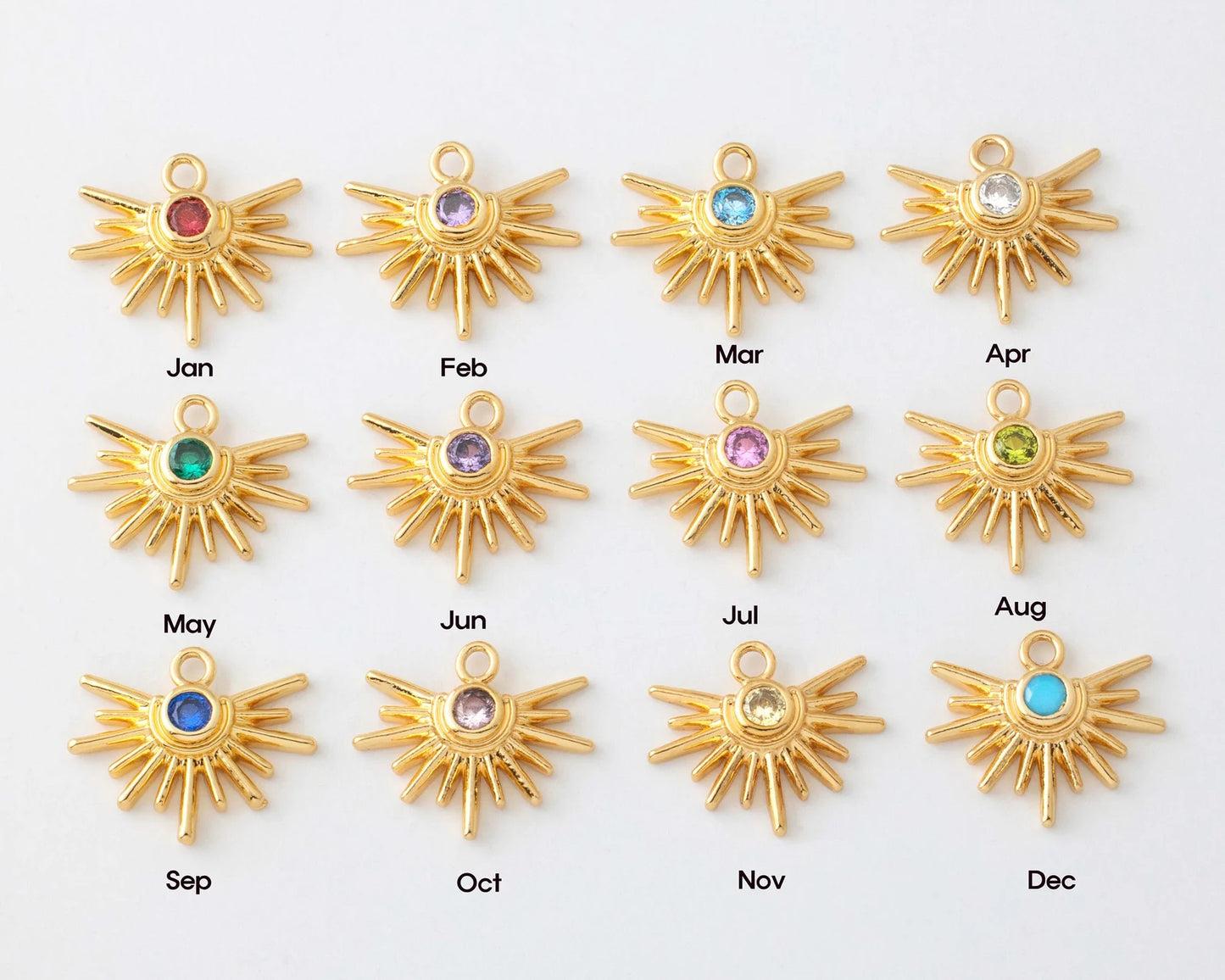 Birthstone Sunburst Charm