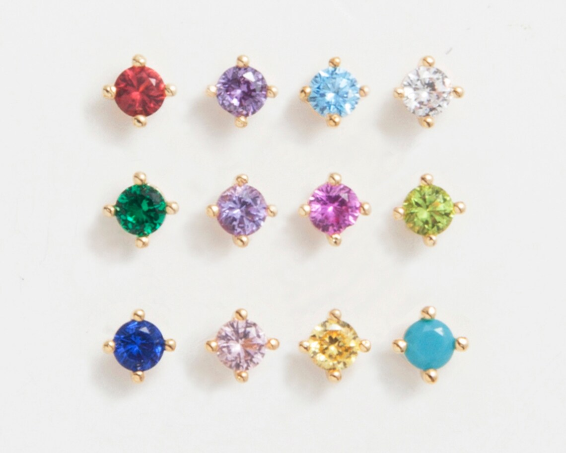Mini Birthstone Studs