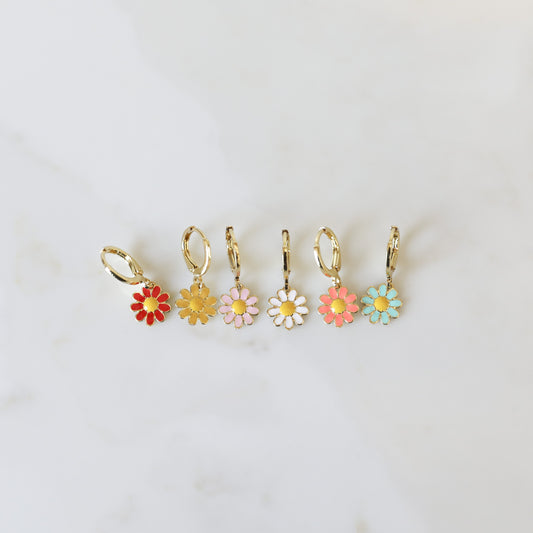 Mini Daisy Hoops | Enamel