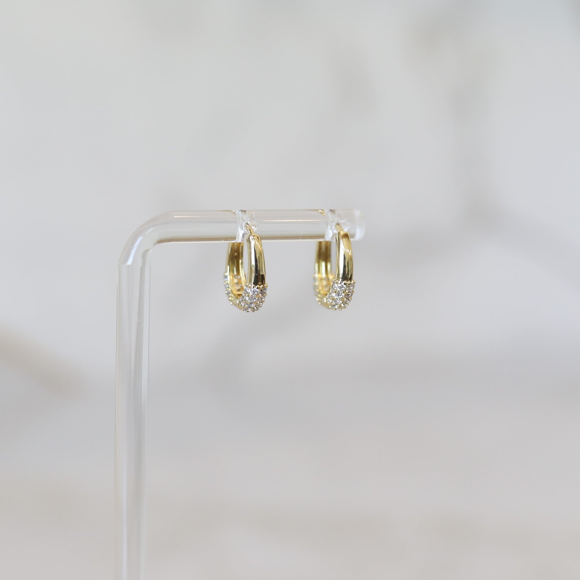 Oval Pave Hoop Earrings with Cubic Zirconia