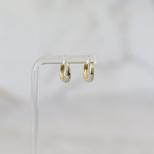 Oval Pave Hoop Earrings with Cubic Zirconia