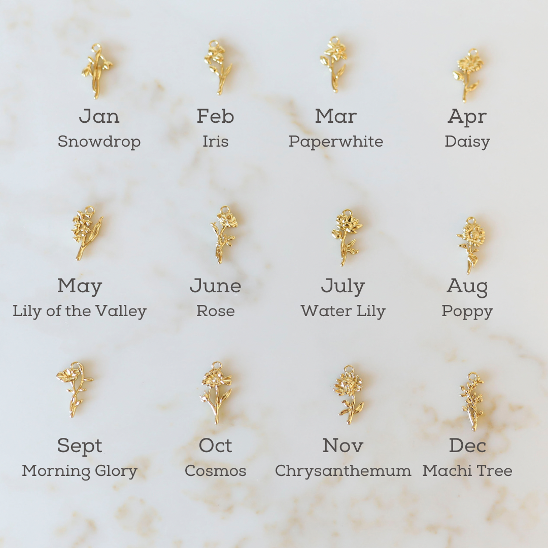 Celebrate Charm Necklace Simple Birth Flower Charm