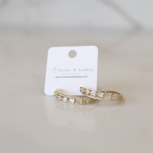 Teardrop Cubic Zirconia Hoop Earrings