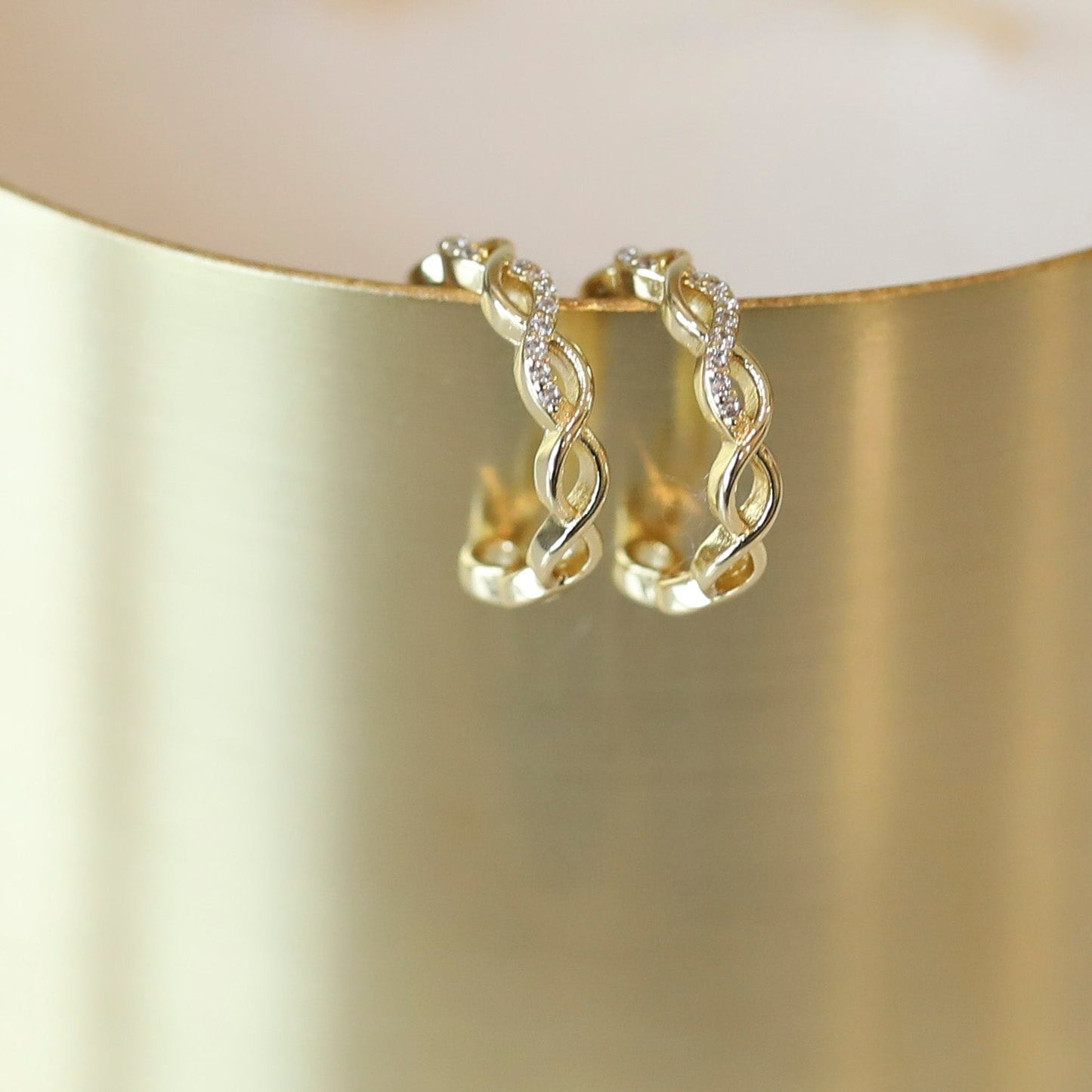 Infinity CZ Huggie Hoop Earrings
